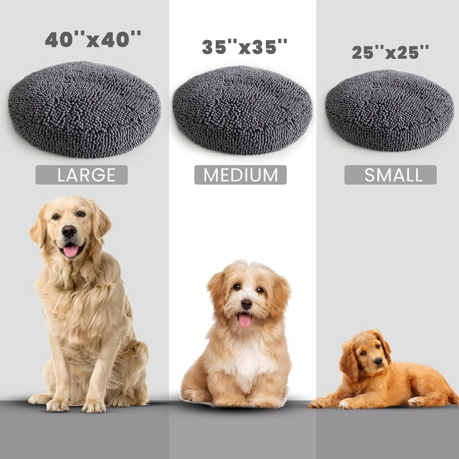 ® Cloud K-9 Dog Beds for Small Dogs & Cats, Soft & Relaxing round Dog Bed, Chenille Material, Removable Cover, Washable & Dryer Safe – Grey Small(25'X25')