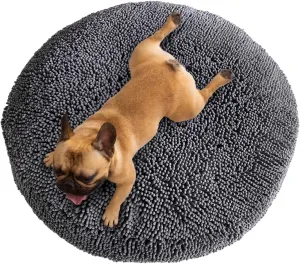 ® Cloud K-9 Dog Beds for Small Dogs & Cats, Soft & Relaxing round Dog Bed, Chenille Material, Removable Cover, Washable & Dryer Safe – Grey Small(25'X25')