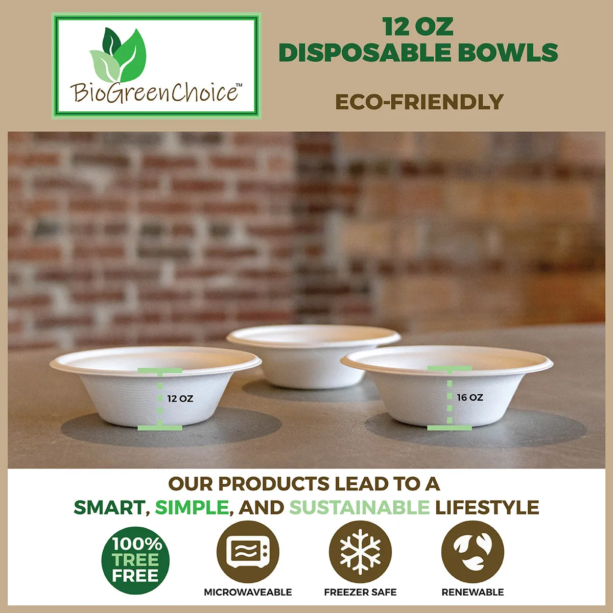 12 oz Eco-Friendly Disposable Soup Bowls