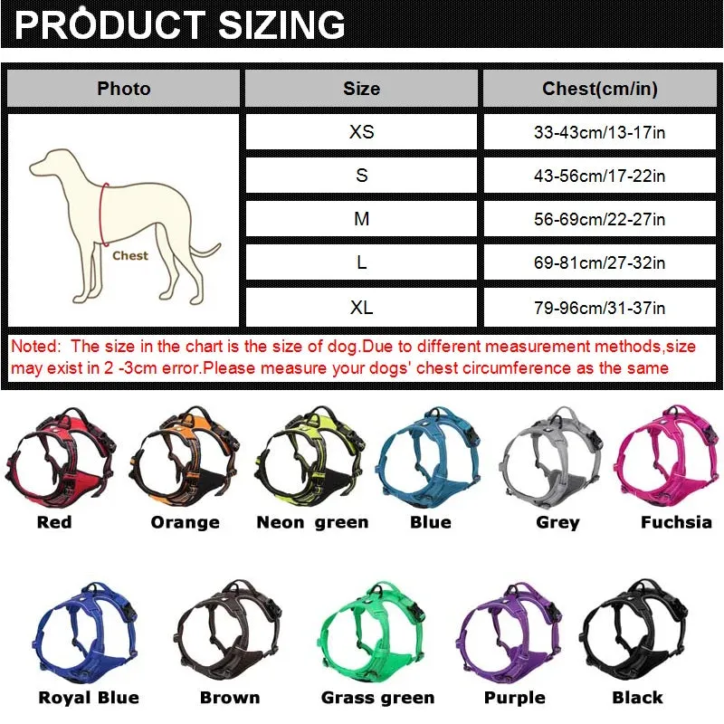 Adjustable Reflective Dog Harness - Breathable Vest for All Dog Sizes