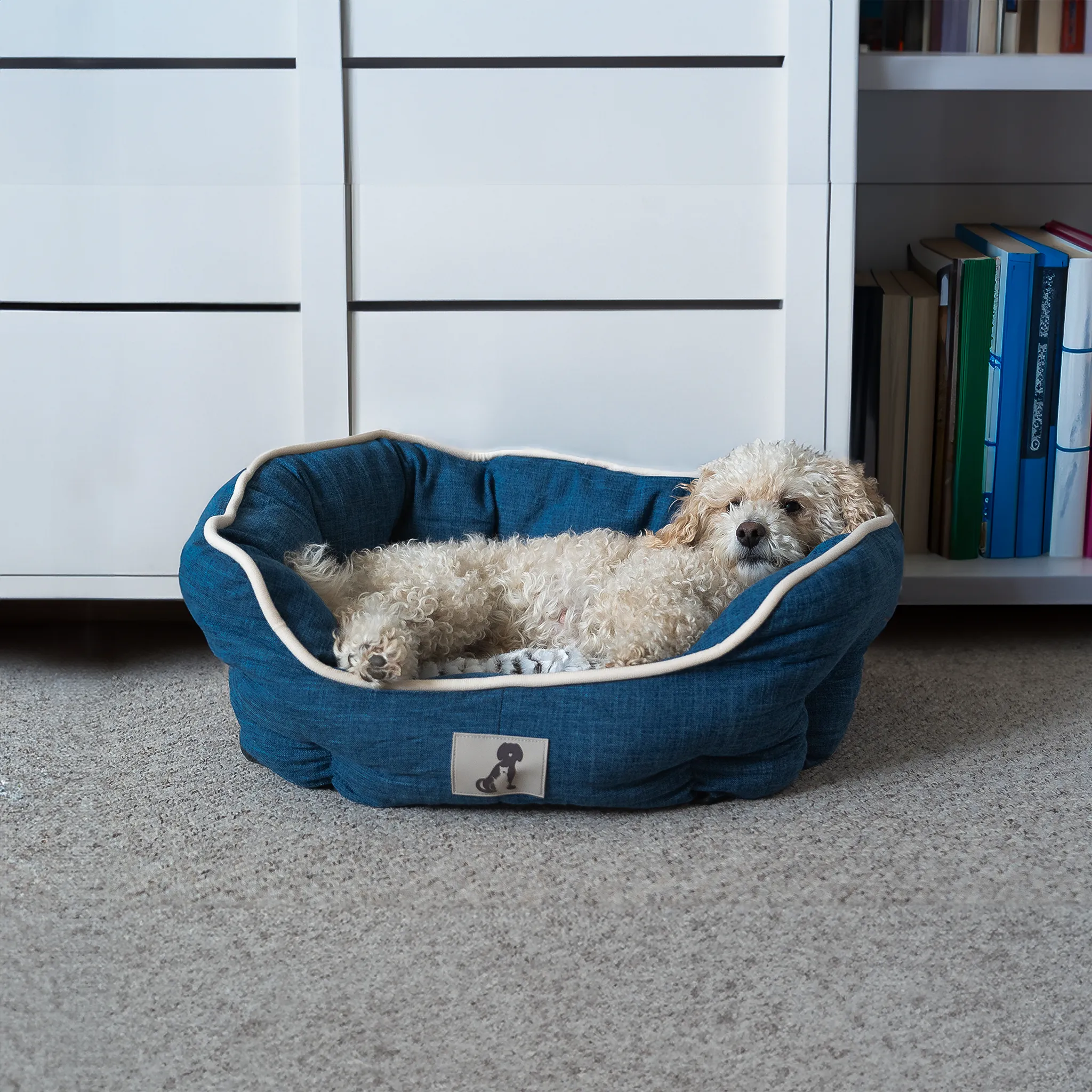 Alfie - Navy Soft Dog Bed  - Size S/M/L