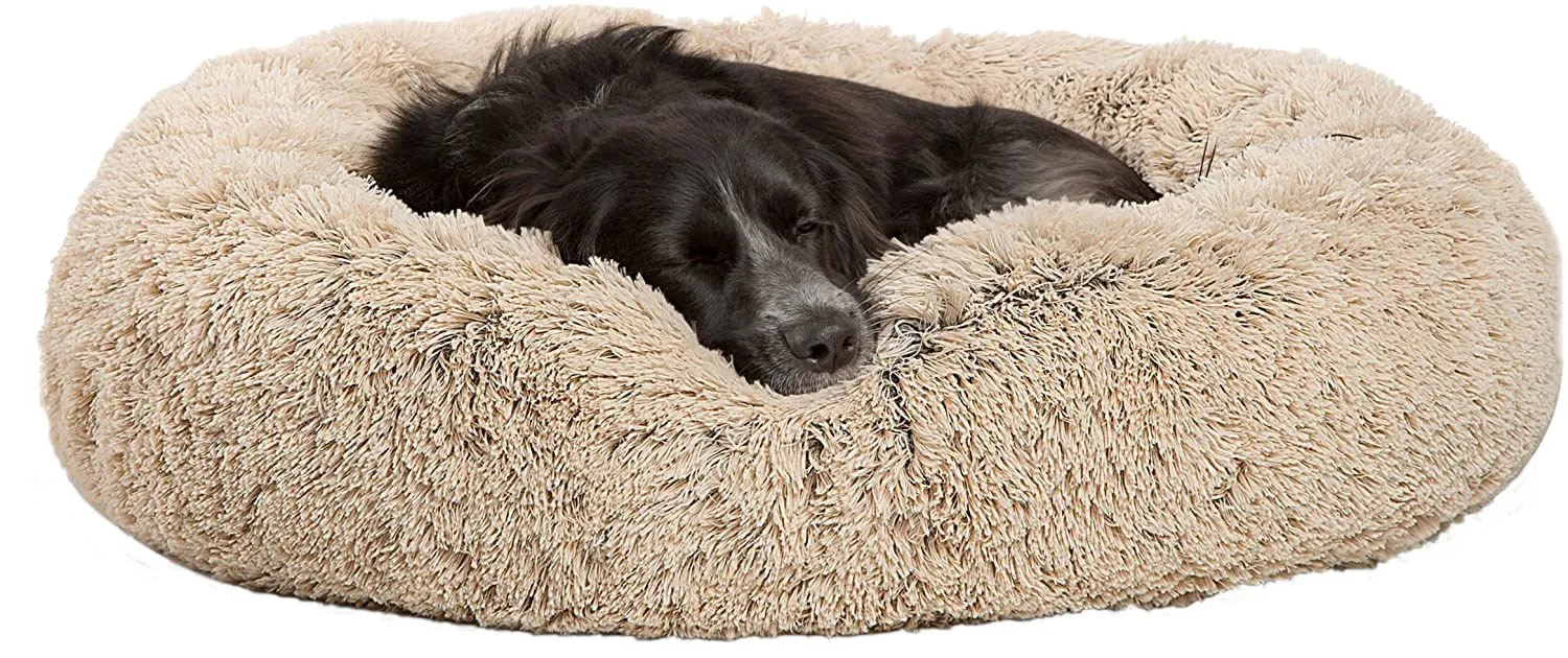 Arlee Shaggy Fur Donut Pet Bed, 22" x 8"