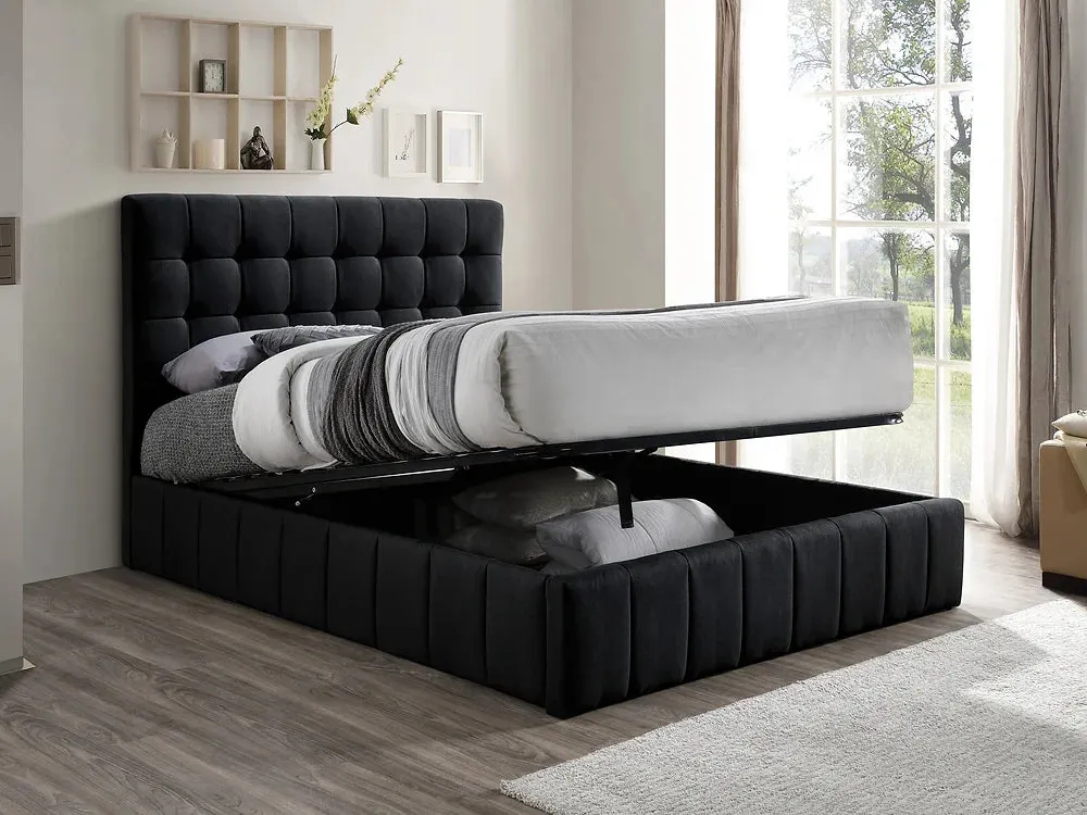 Black Fabric Hydraulic Lift Storage Bed- Double or Queen - Model #5785