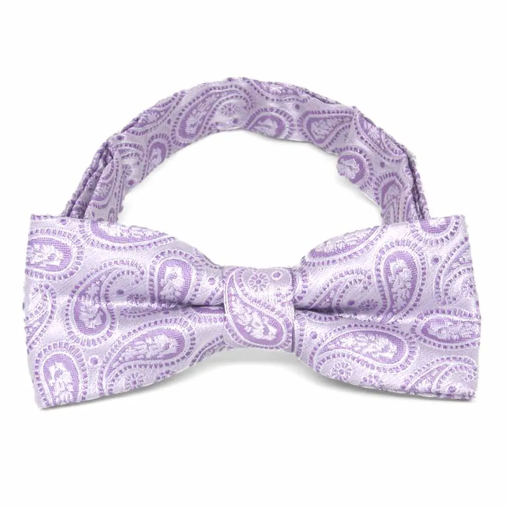 Boys' Purple and Pink Paisley Bow Tie and Suspenders Set