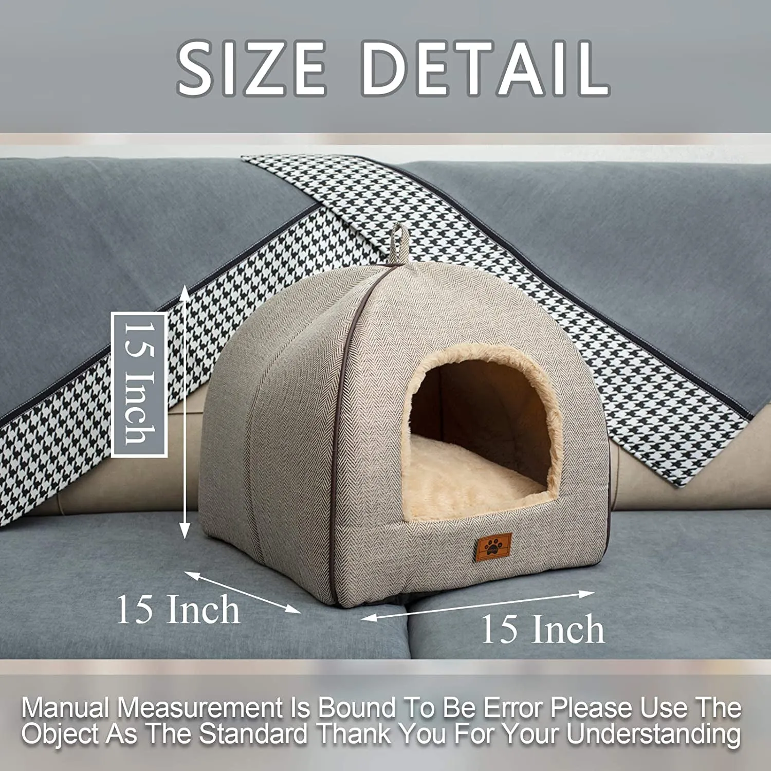 Cat Bed for Indoor Cats - Cat House Tent with Removable Washable Cushioned Pillow, Soft and Self Warming Kitten Beds & Furniture, Pet Bed