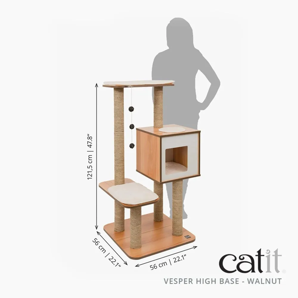 Catit Vesper V-High Base In Walnut Cat Condo