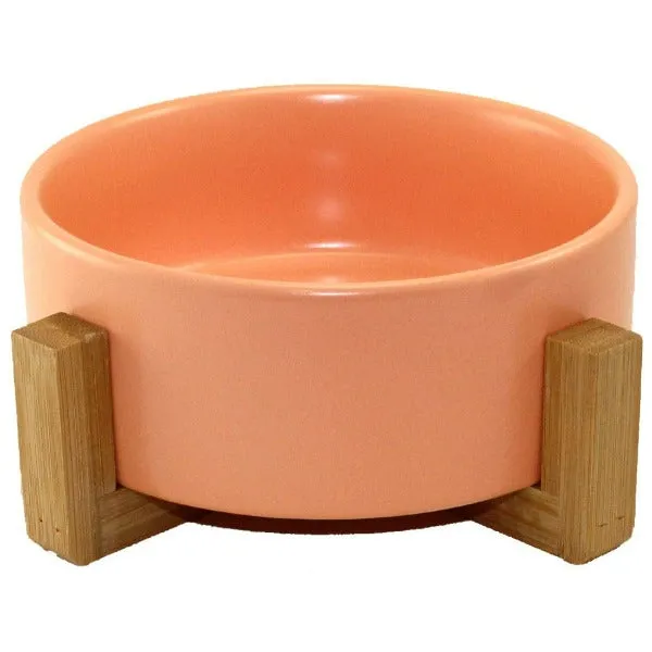 Ceramic Pet Bowl with Bamboo Stand