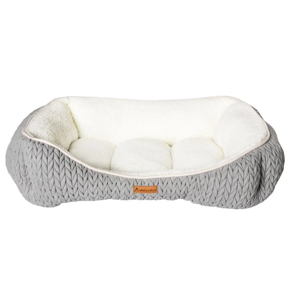 Charlie - Grey Chunky Knit Design Dog Bed - Size S/M/L