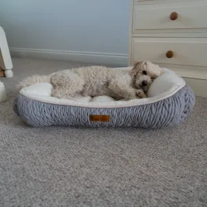 Charlie - Grey Chunky Knit Design Dog Bed - Size S/M/L