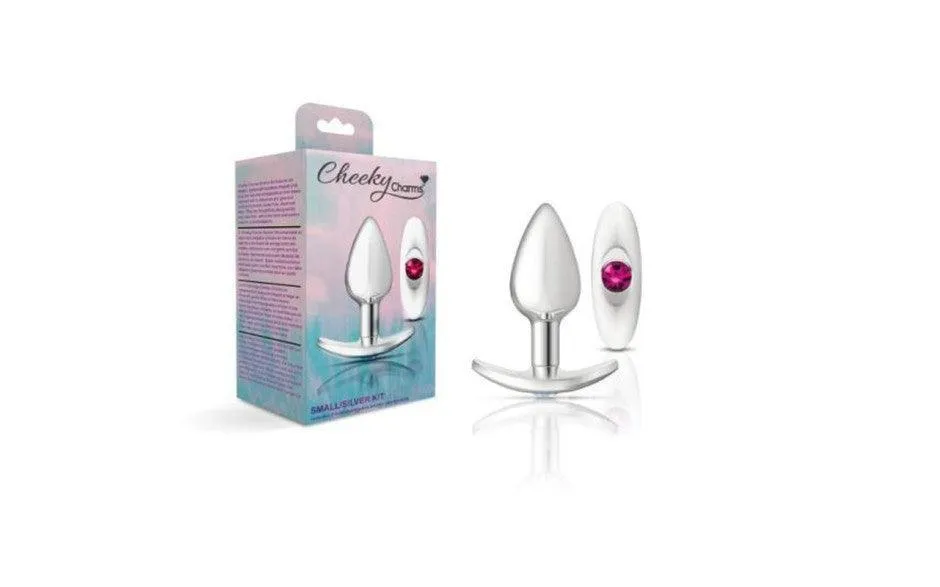 Cheeky Charms Silver Anchor Butt Plug  w Clear and Teal Jewel Kit