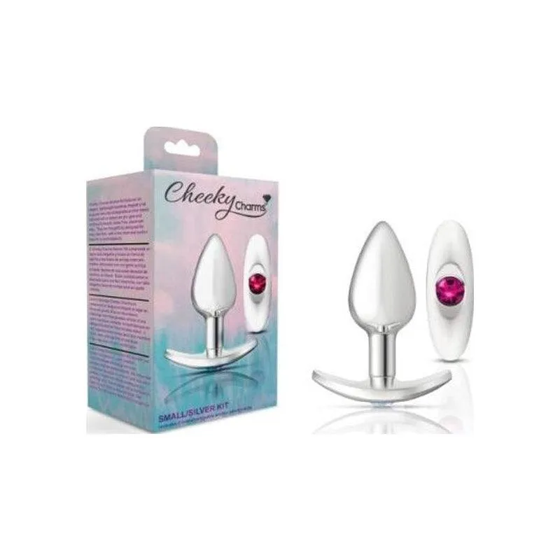 Cheeky Charms Silver Anchor Butt Plug  w Clear and Teal Jewel Kit