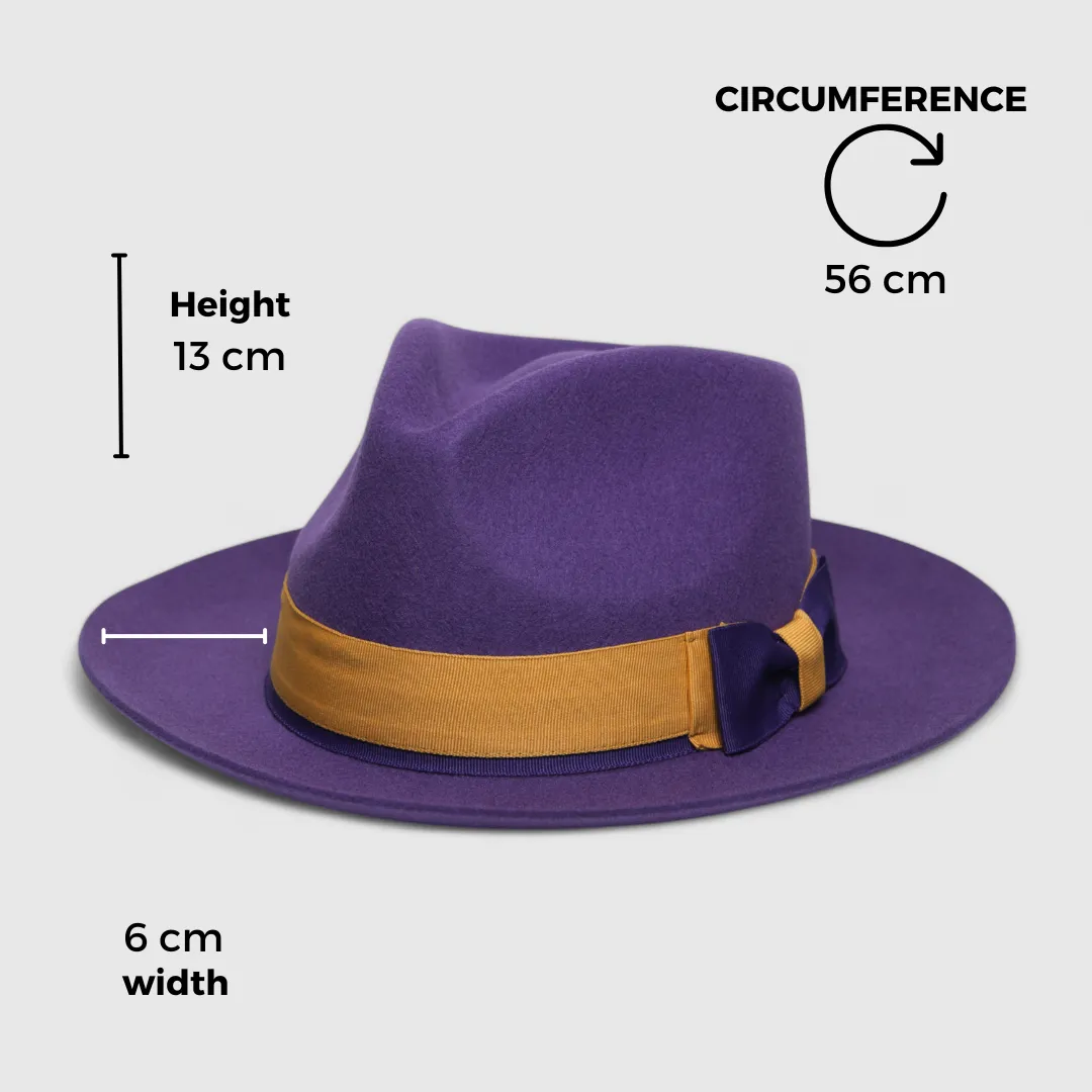 Chokore Urban Glam Fedora Hat with Bowtie Detail (Purple)