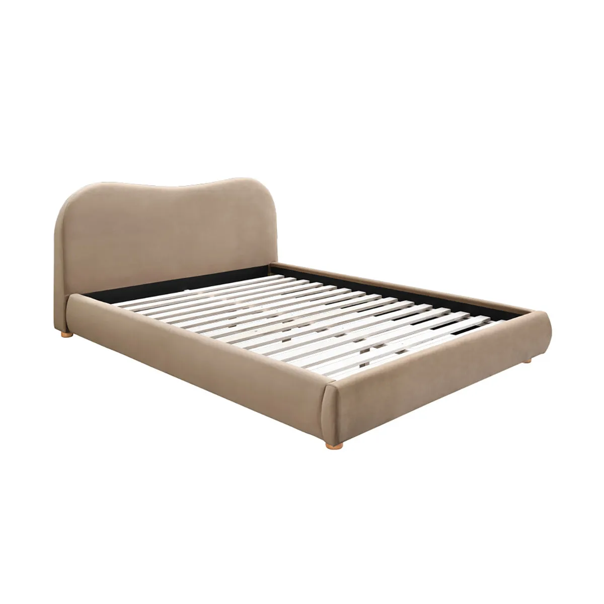 Cloud Velvet Queen Bed (Oak, Sapphire)