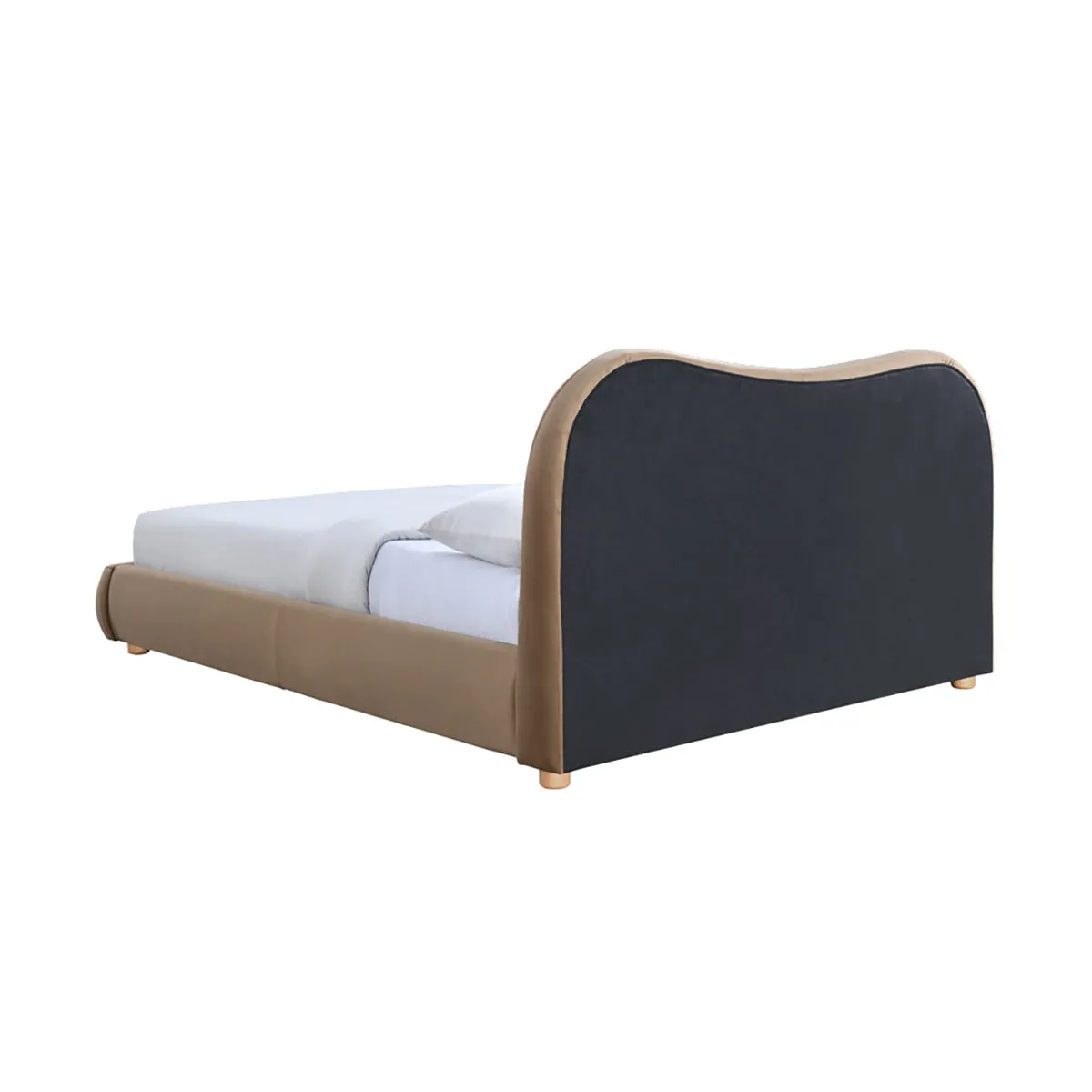 Cloud Velvet Queen Bed (Oak, Sapphire)