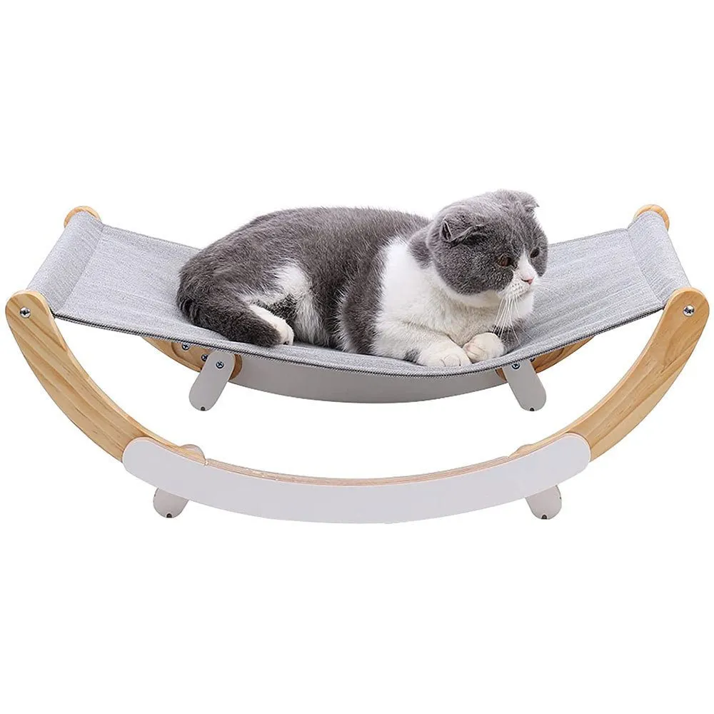 Comfortable Rocking Wooden Cat Bed