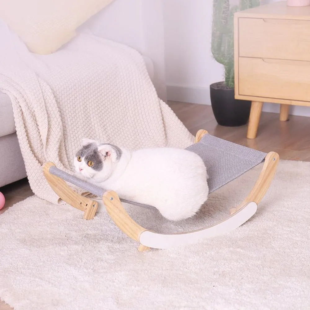 Comfortable Rocking Wooden Cat Bed