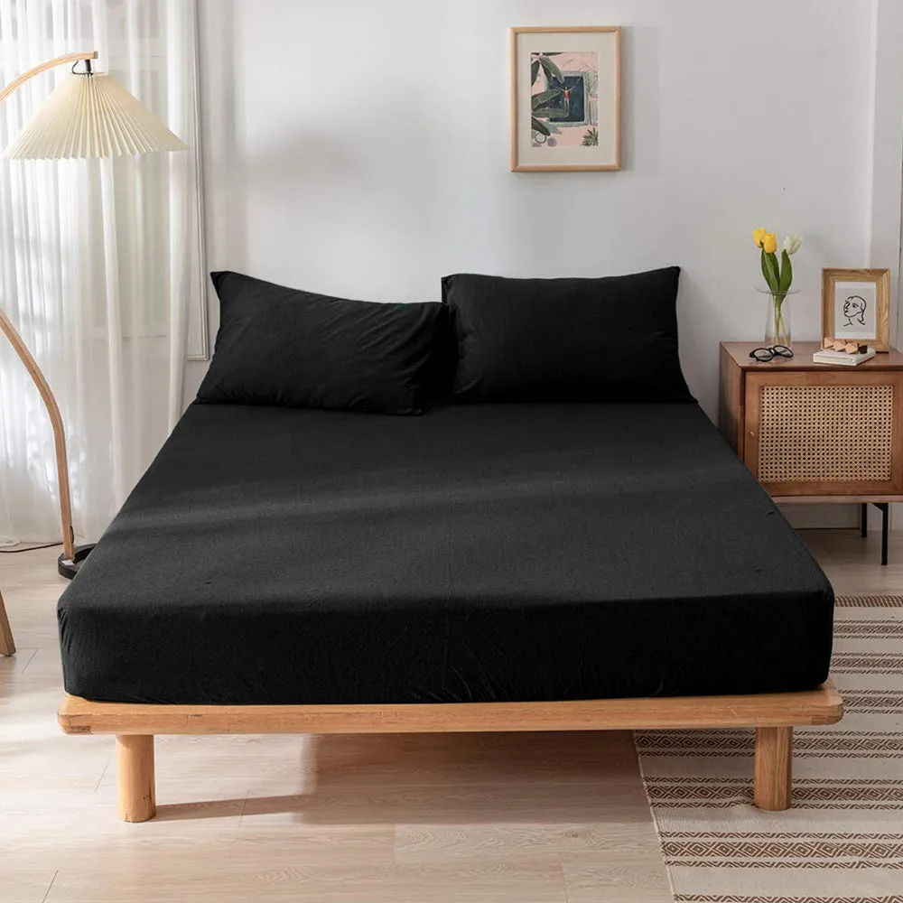 Cotton Home Jersey 1-piece Fitted Sheet Black