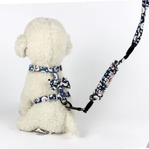 Cute Japanese-Style Pet Harness with Leash and Bowtie