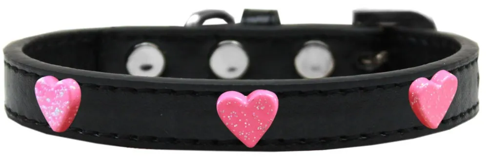 Dog, Puppy & Pet Widget Fashion Collar, "Pink Glitter Heart"