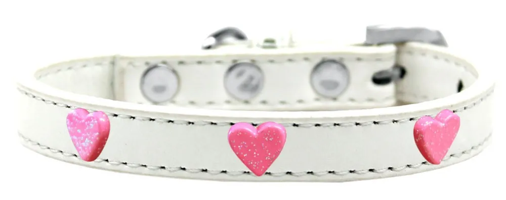 Dog, Puppy & Pet Widget Fashion Collar, "Pink Glitter Heart"