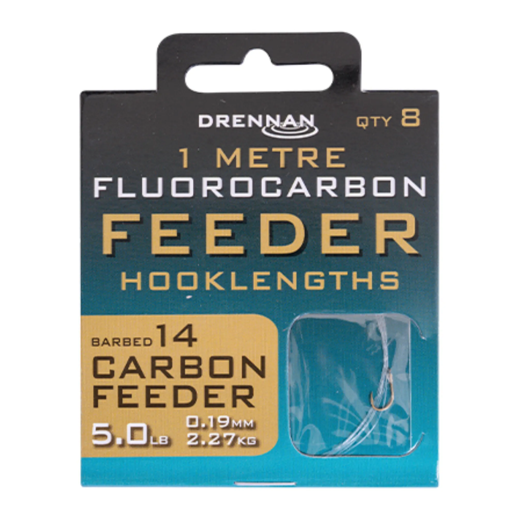 Drennan 1 Metre Carbon Feeder Fluorocarbon Hooklength  12 14 16 fishing hooks to nylon