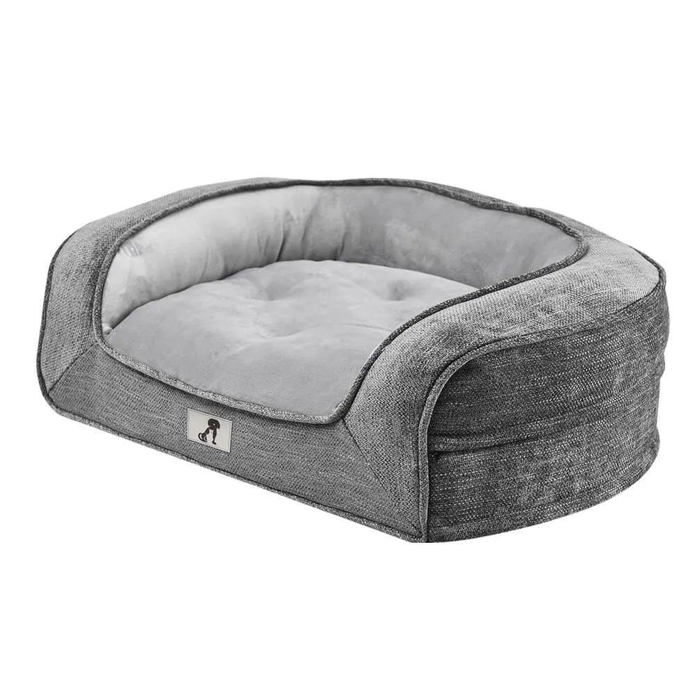 Duke Luxury High Density Foam Sofa Dog Bed Grey Large