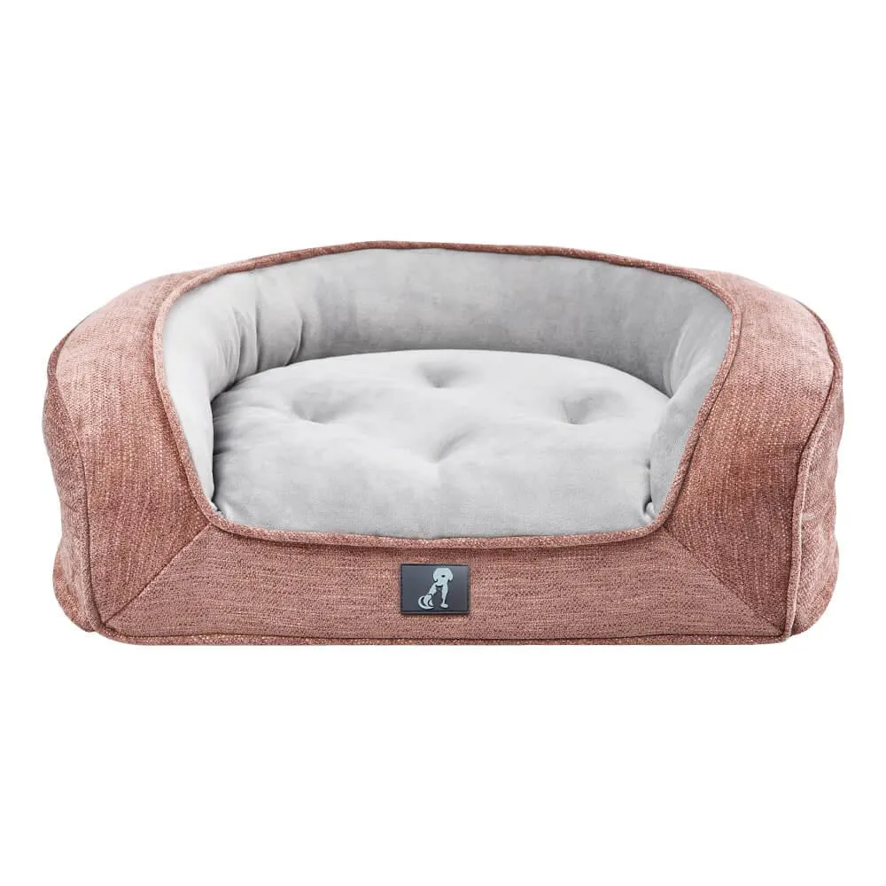 Duke Luxury High Density Foam Sofa Dog Bed Pink Large