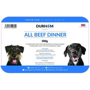 Durham Animal Feeds Raw Dog Food-Beef Dinner 500g