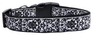 Fancy Black and White Nylon Ribbon Dog Collars Medium