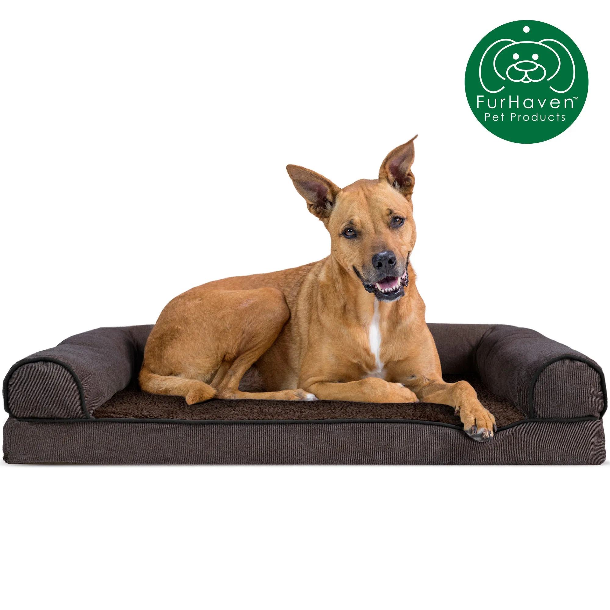 Faux Fleece & Chenille Sofa-Style Pet Bed