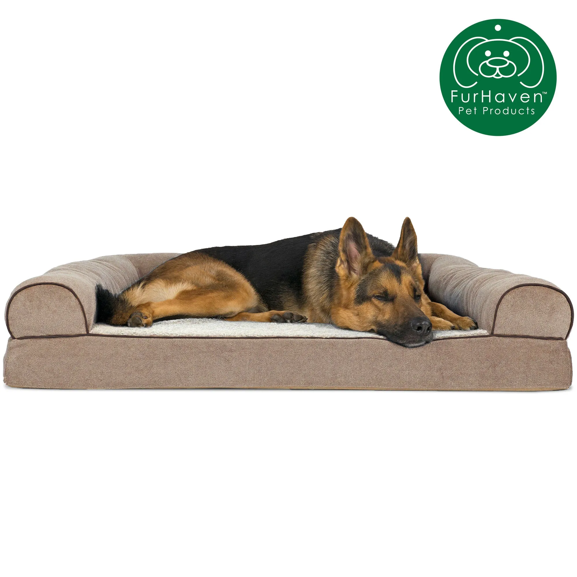 Faux Fleece & Chenille Sofa-Style Pet Bed