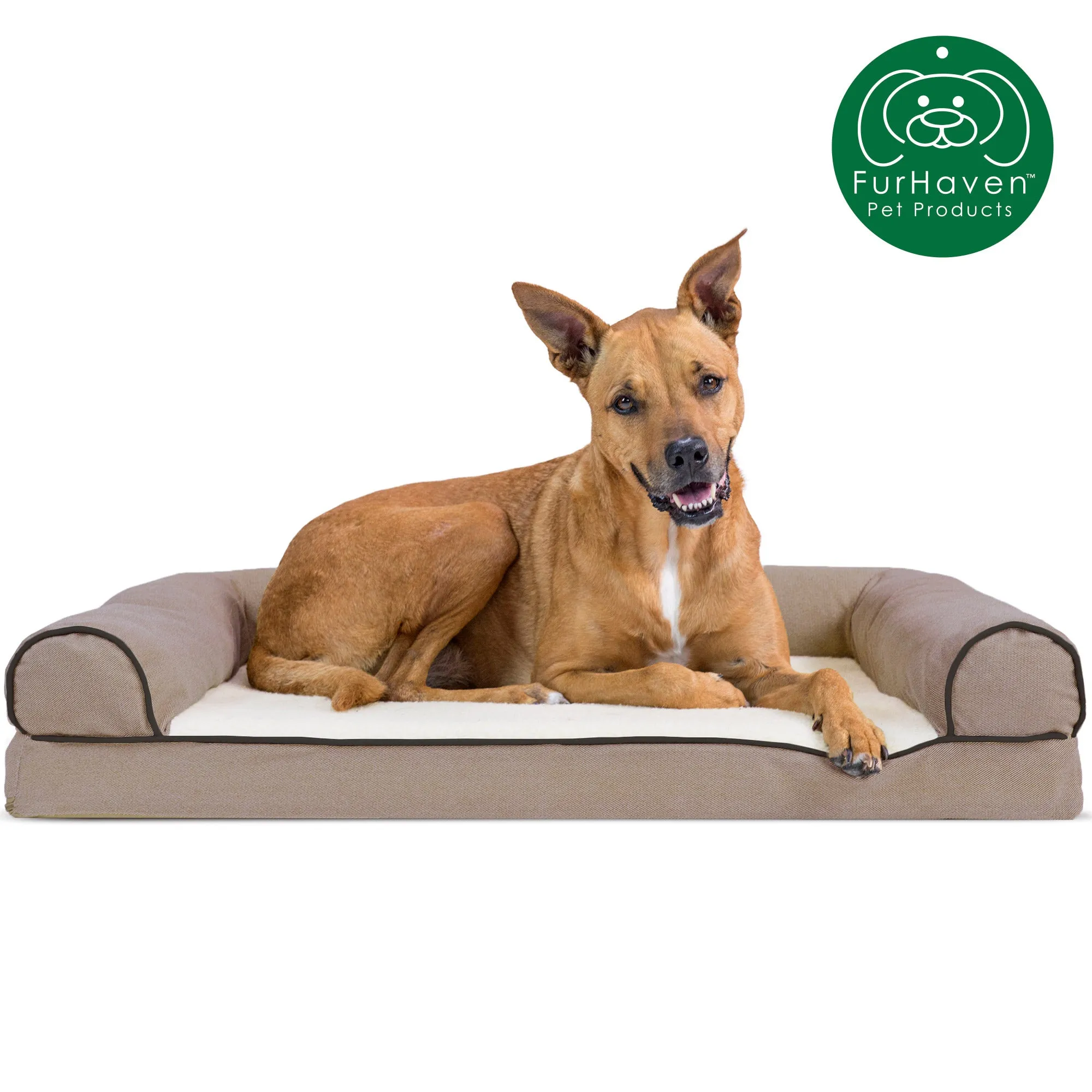 Faux Fleece & Chenille Sofa-Style Pet Bed