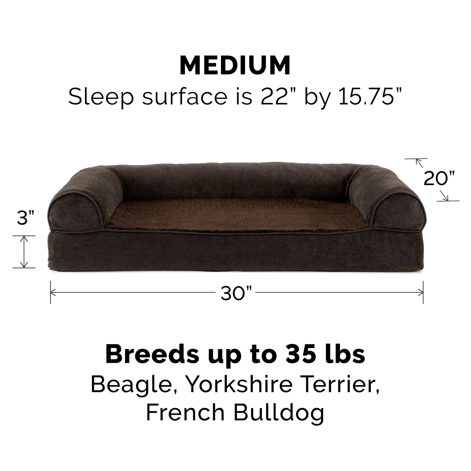 Faux Fleece & Chenille Sofa-Style Pet Bed