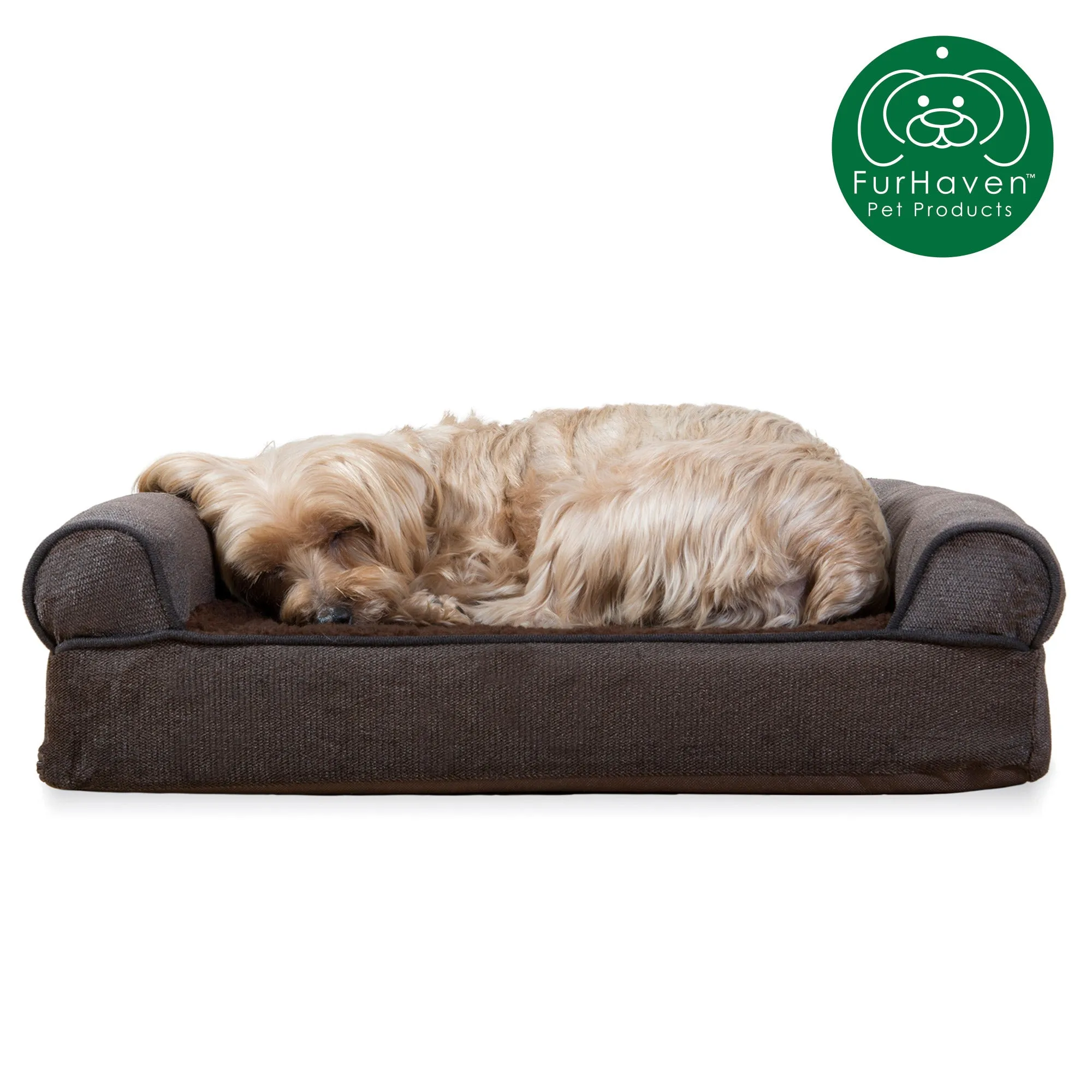 Faux Fleece & Chenille Sofa-Style Pet Bed