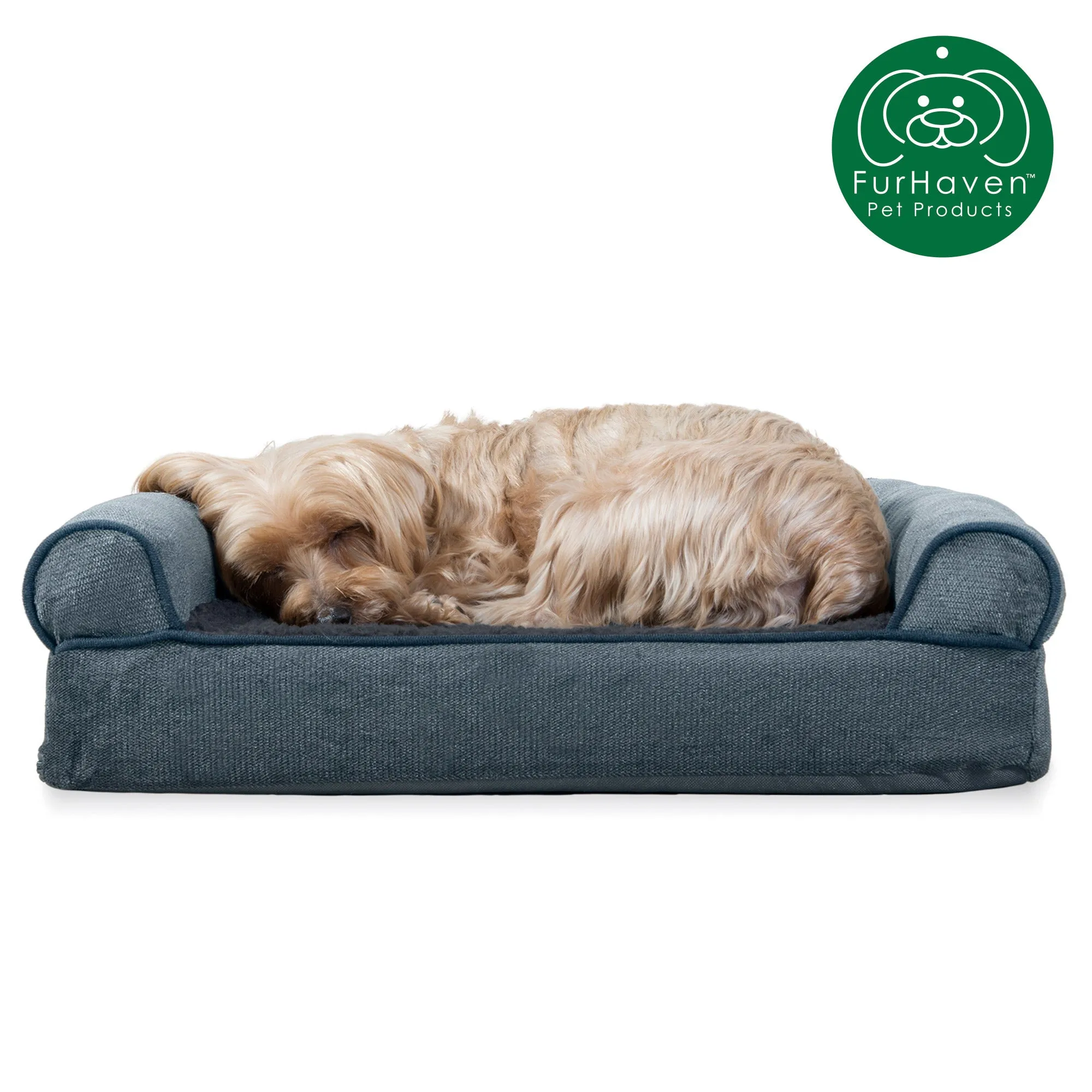 Faux Fleece & Chenille Sofa-Style Pet Bed