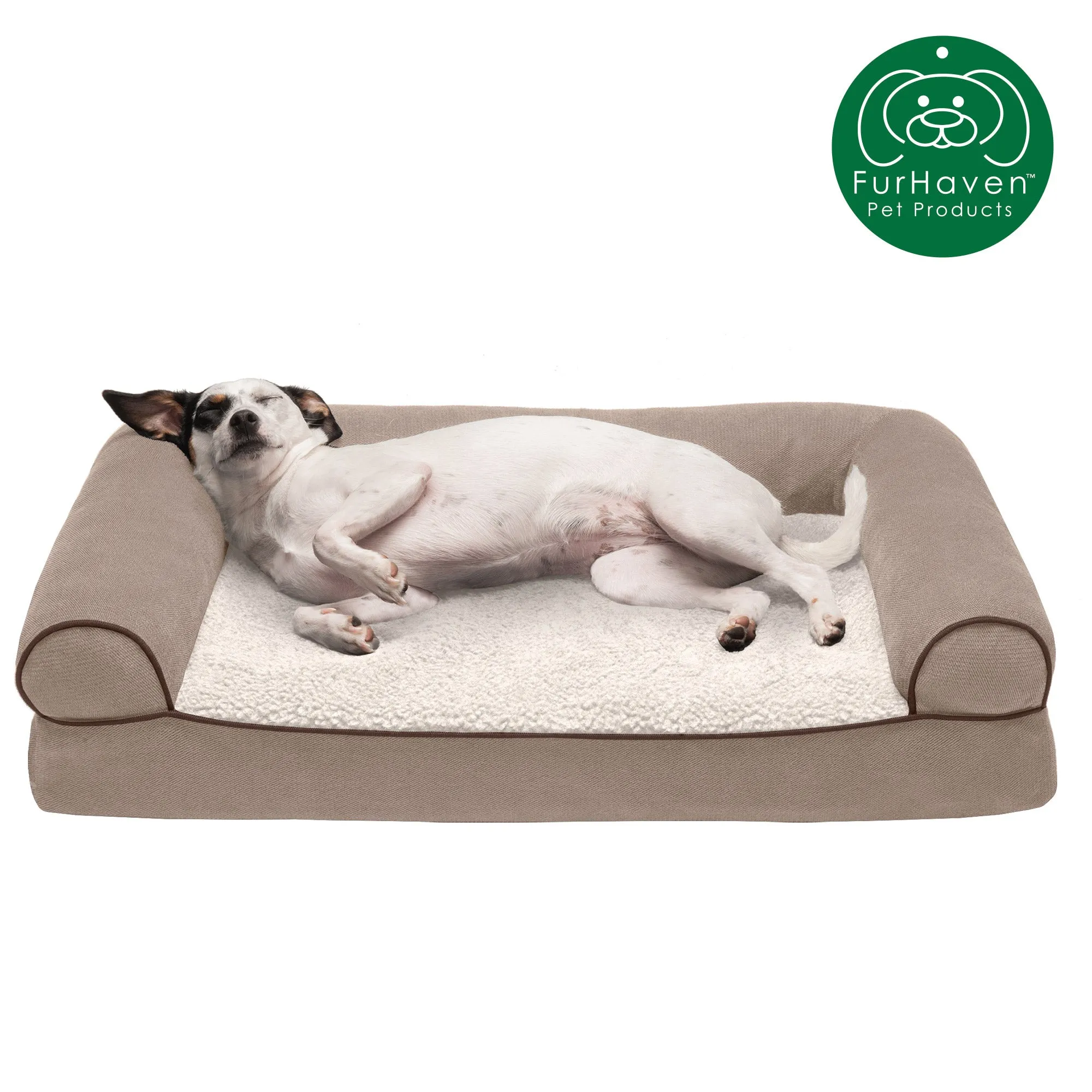 Faux Fleece & Chenille Sofa-Style Pet Bed