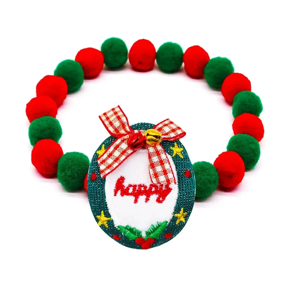 Festive Holiday Pet Bowtie Collar with Seasonal Design