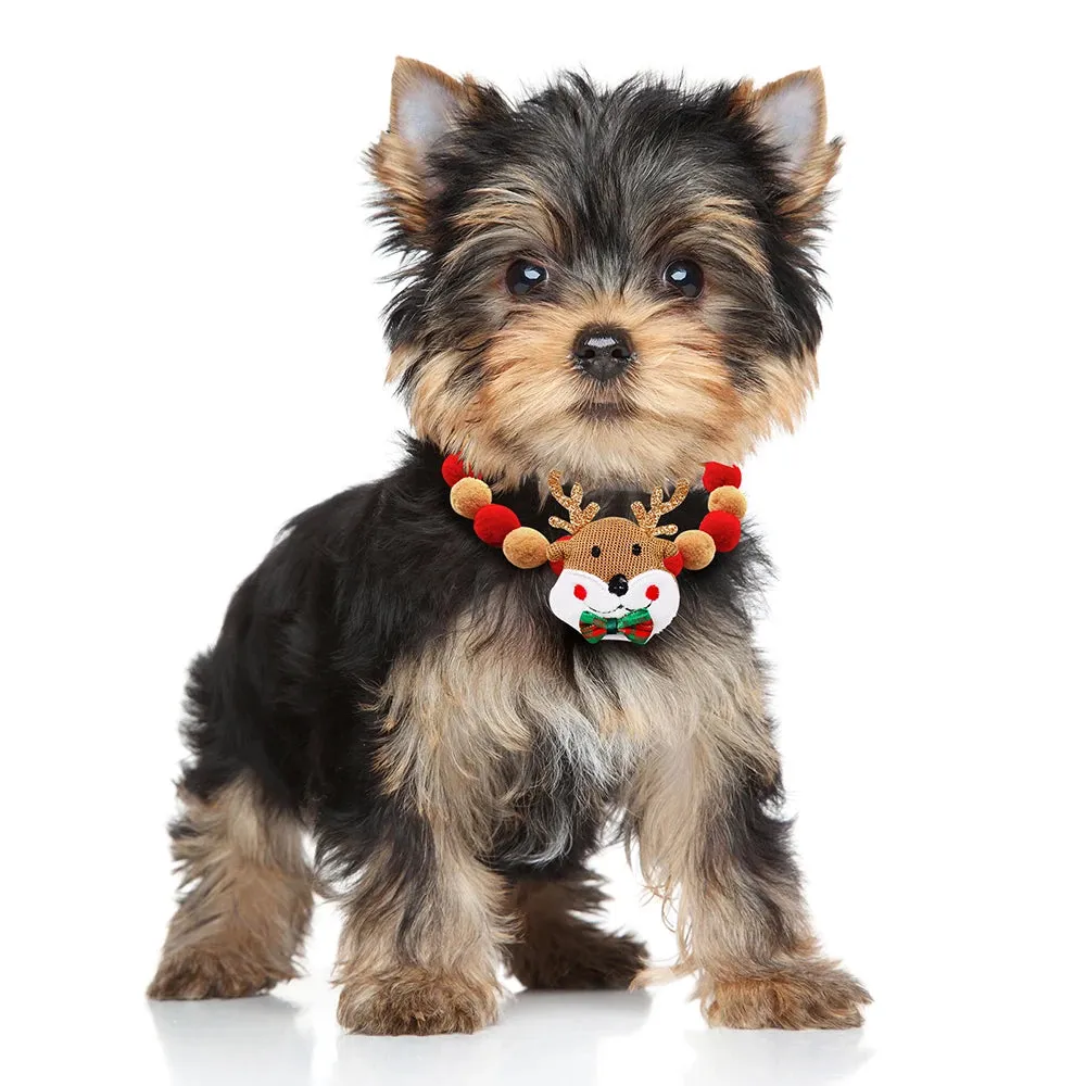 Festive Holiday Pet Bowtie Collar with Seasonal Design