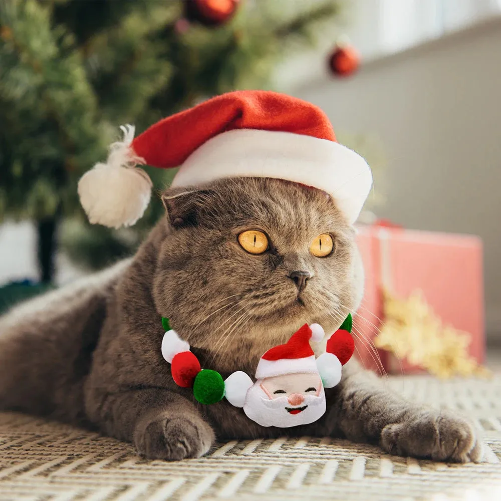 Festive Holiday Pet Bowtie Collar with Seasonal Design