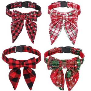 Festive Snowflake Bow Collar for Dogs and Cats