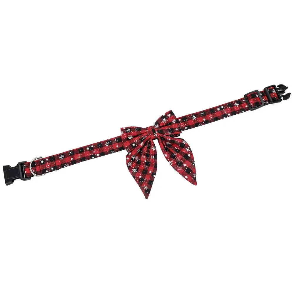 Festive Snowflake Bow Collar for Dogs and Cats