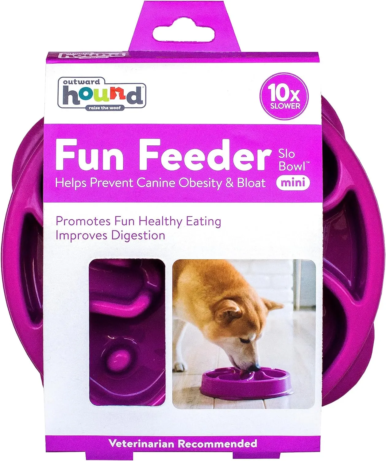 Fun Feeder Slo Bowl, Slow Feeder Dog Bowl, Medium/Mini, Purple