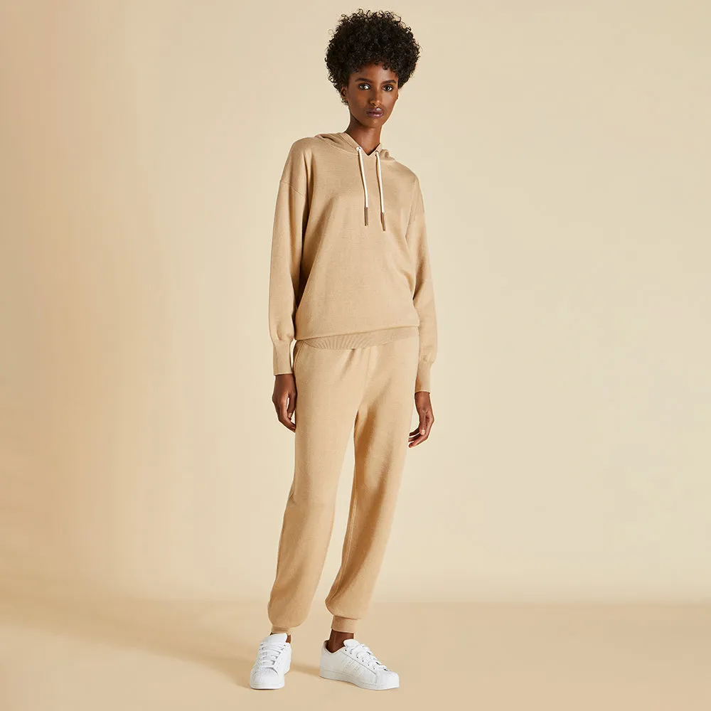 Gia Shanghai Beige Tracksuit in Silk-Cashmere