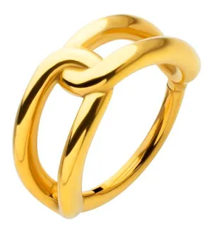 Gold PVD Linked Stainless Steel Hinged Segment Ring