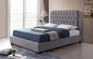 Grey Fabric Platform Bed with Expert Upholstery