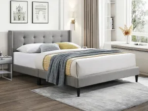 Grey Fabric Platform Bed With Wings- Double, Queen or King - Model #5270