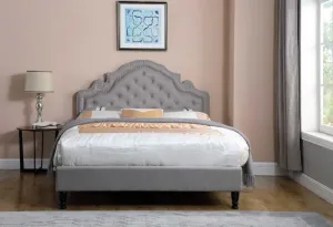 Grey Luxurious Fabric Beds With Curved Design- Double, Queen or King- Model Curve