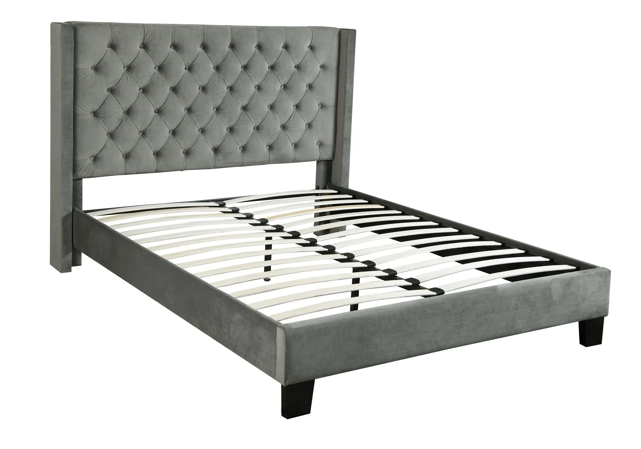 Grey Premium Fabric Platform Bed- Queen or King- Model #7007B