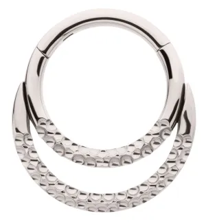 Hammered Double Hoop Titanium Hinged Segment Ring