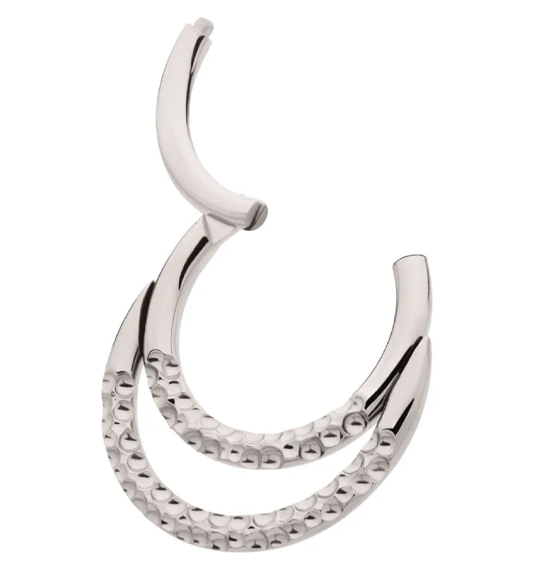 Hammered Double Hoop Titanium Hinged Segment Ring